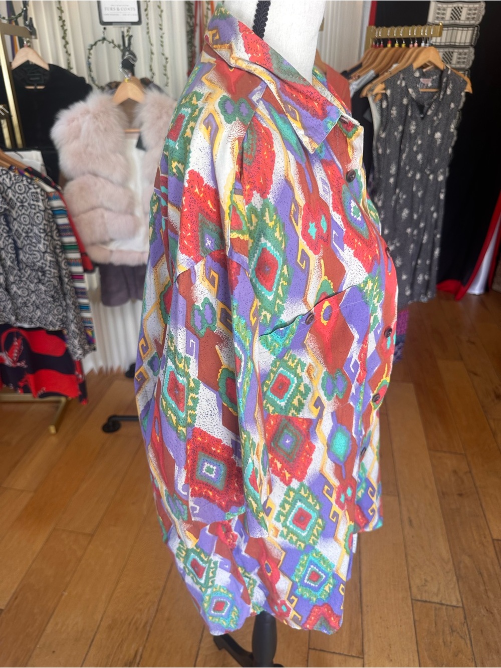 New Man – Multicolor Aztec/Geometric Print Robe Shirt - Picture 5 of 7